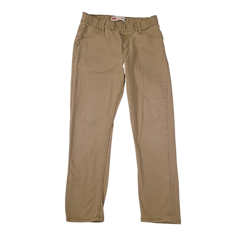 Levis Pull On Pants Khaki Tan Elastic Waist Twill Chino‎ Girls Size M 10-12
